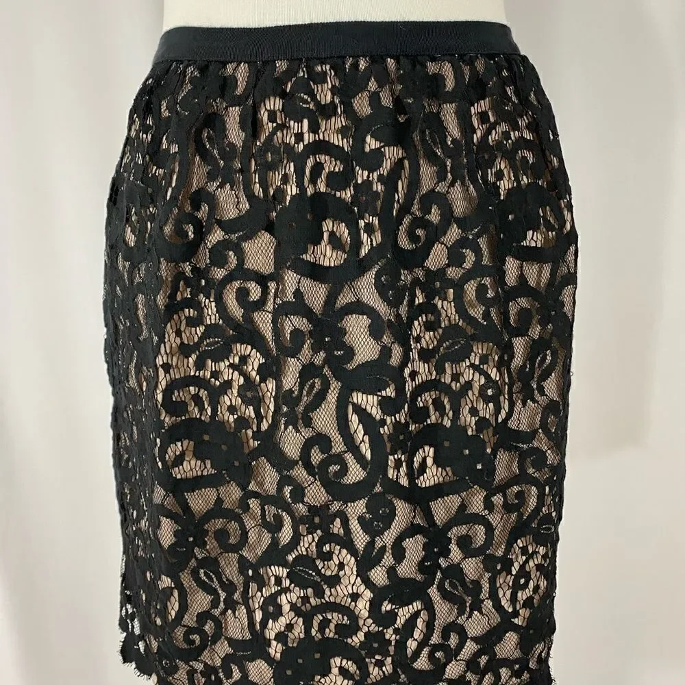 Loft Black  Lace Mini Skirt